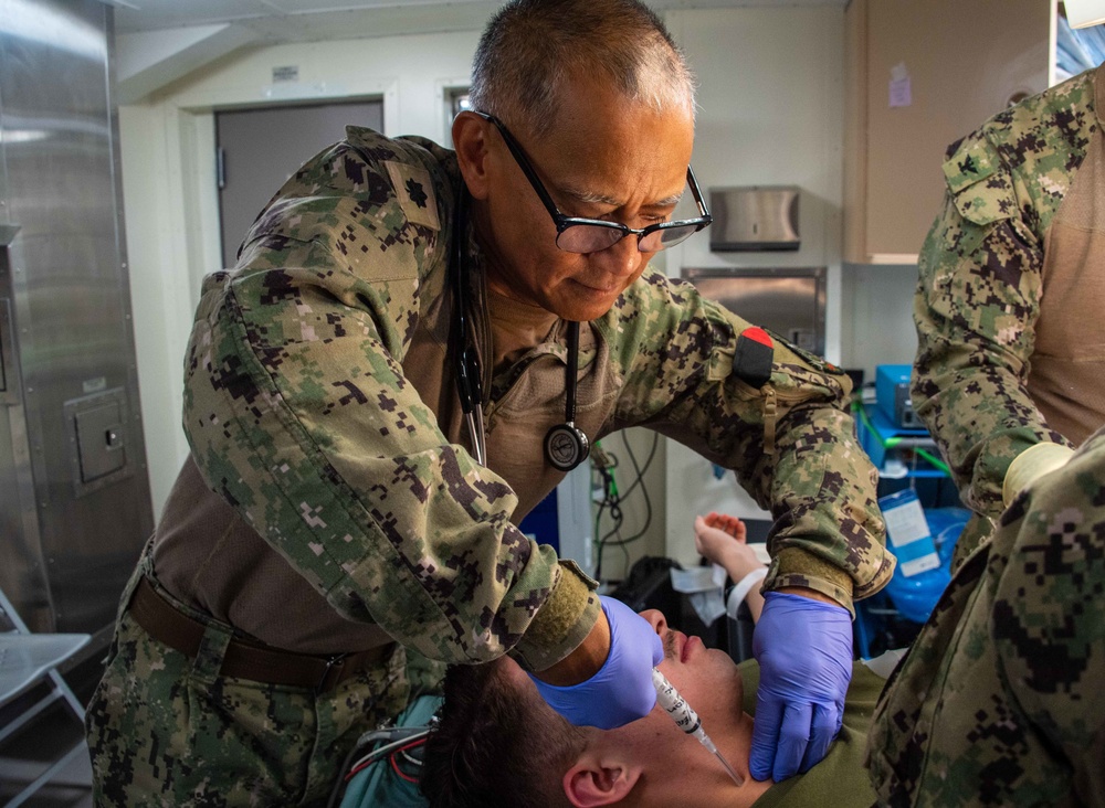 USS Portland (LPD 27) Conducts Mass Casualty Drill