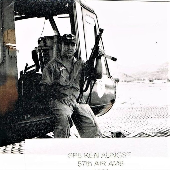 Kenneth Aungst on helicopter in Vietnam