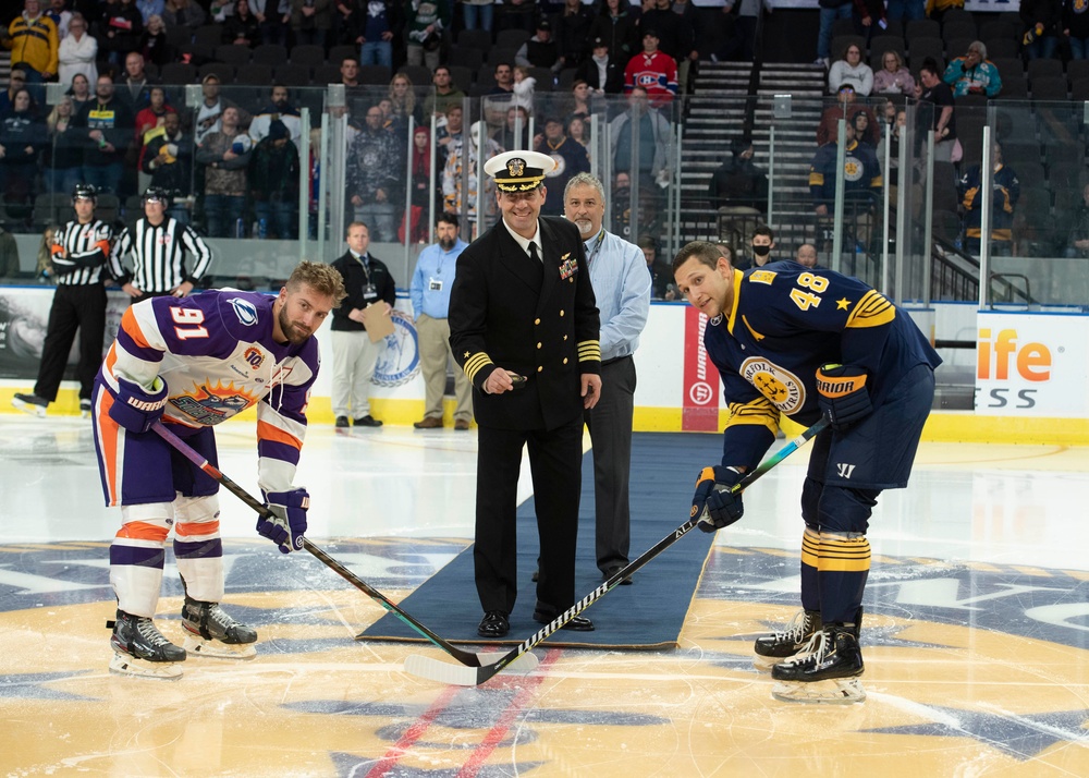 John C. Stennis Executive Officer poses for puck drop