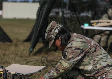 U.S. Army Maj. Gen. Brian Mennes, the Deputy Commanding General of the XVIII Airborne Corps, pays a visit to the 35th Signal Brigade