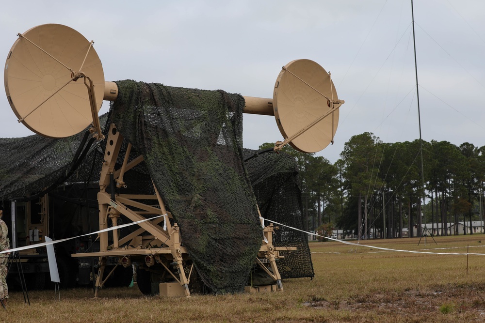 U.S. Army Maj. Gen. Brian Mennes, the Deputy Commanding General of the XVIII Airborne Corps, pays a visit to the 35th Signal Brigade