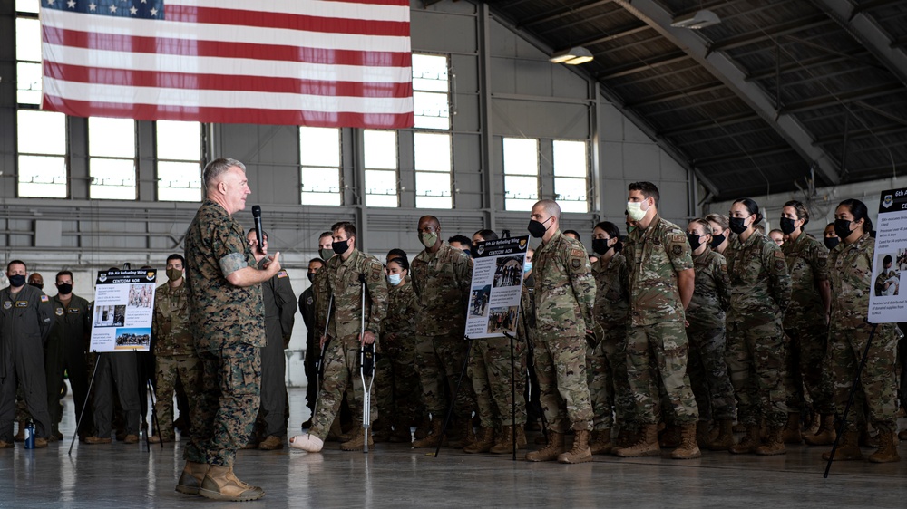 USCENTCOM Commander Recognizes 6th Air Refueling Wing Airmen