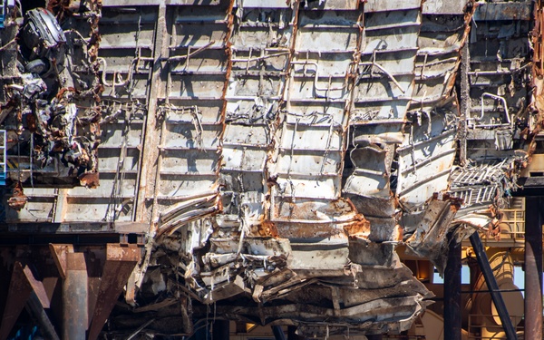 The Salvage Master surveys the underside of Section Five