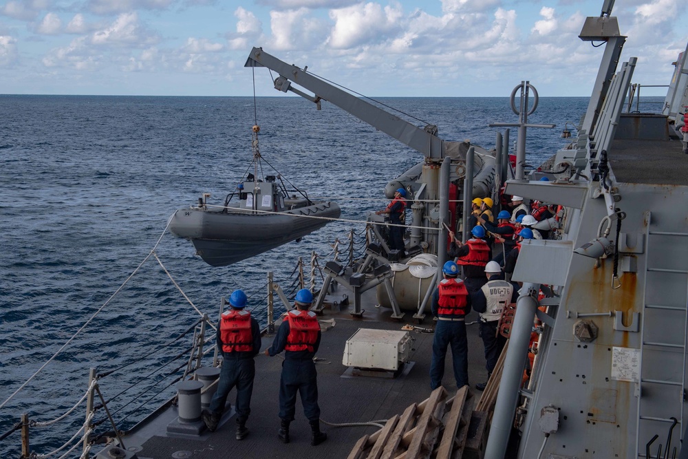 USS Higgins man overboard drill