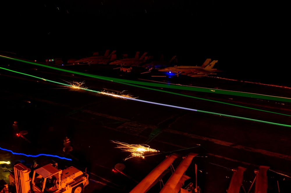 USS Carl Vinson (CVN 70) Conducts Night-Time Flight Operations