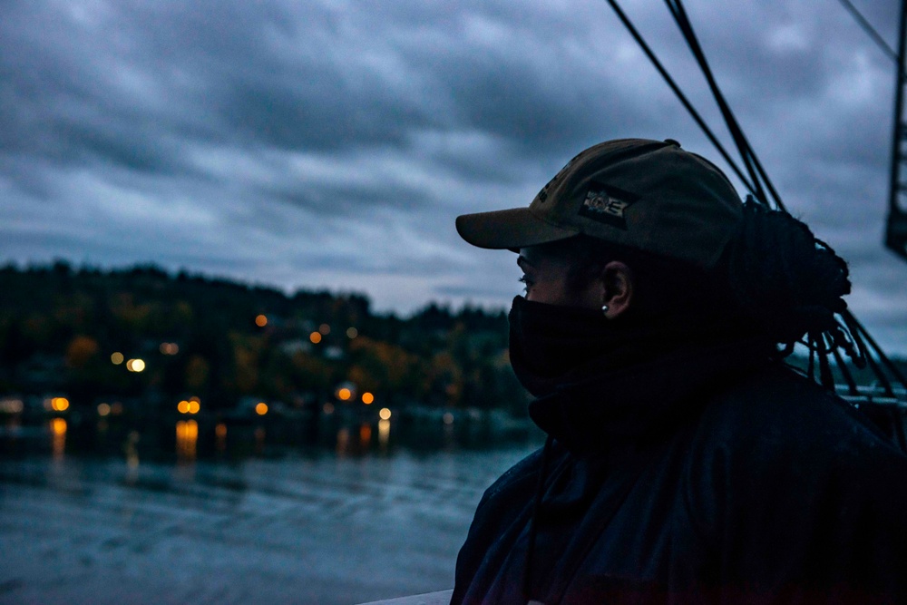 Sailor Keep Watch During Sound Transit
