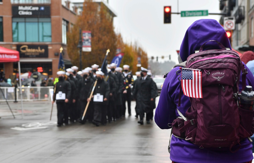 Naval Base Kitsap and Navy Region Northwest Sailors March in Auburn Veterans Day Parade