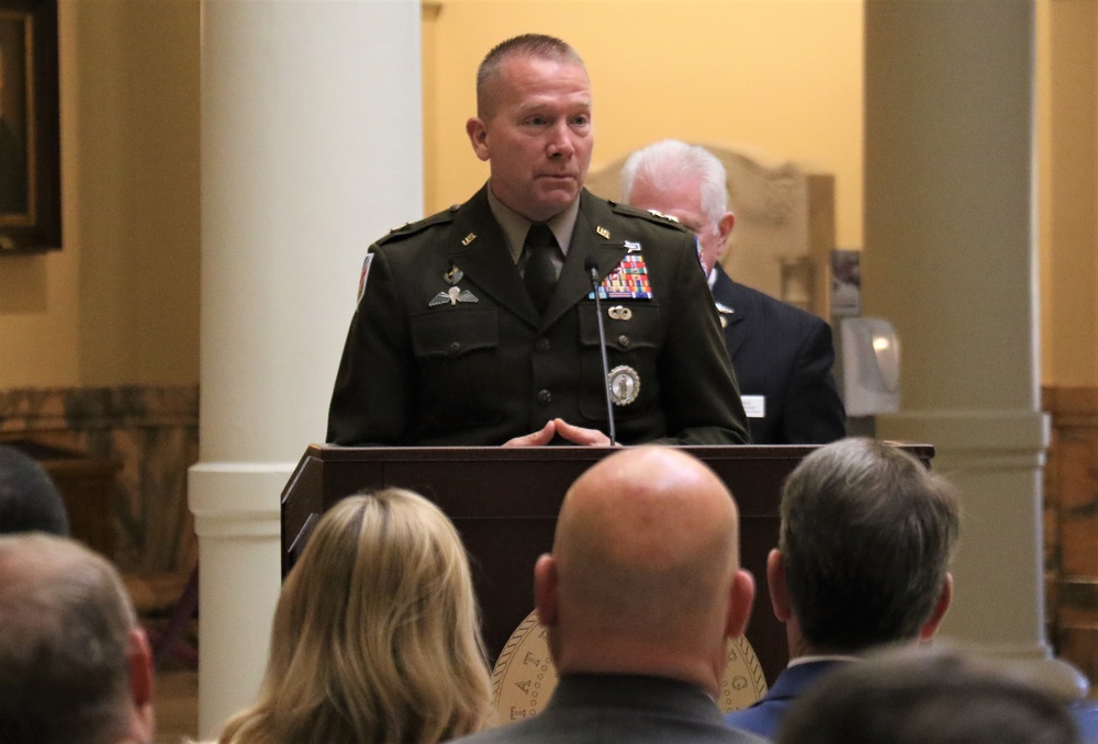 Maj. Gen. Carden speaks at Gov. Proclamation signing