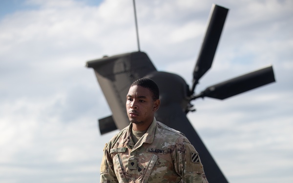 3rd Combat Aviation Brigade conducts aerial gunnery with new AH-64E Apaches.