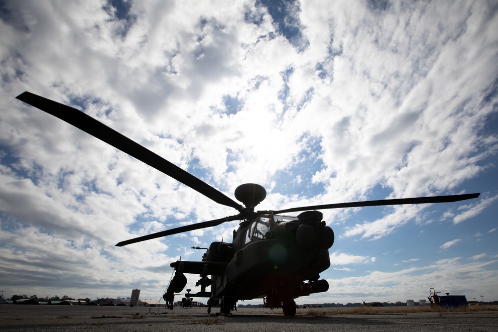 3rd Combat Aviation Brigade conducts aerial gunnery with new AH-64E Apaches.