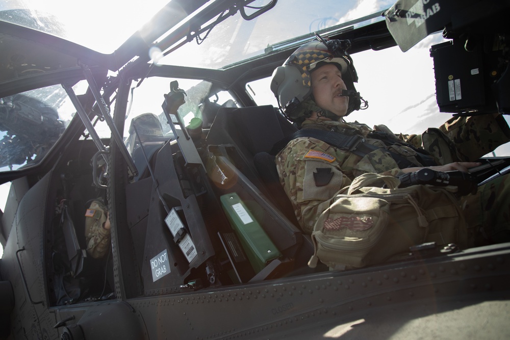 3rd Combat Aviation Brigade conducts aerial gunnery with new AH-64E Apaches.