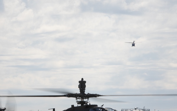 3rd Combat Aviation Brigade conducts aerial gunnery with new AH-64E Apaches.
