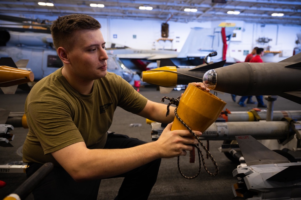 USS Carl Vinson (CVN 70) Sailors Conduct Missile Inspection