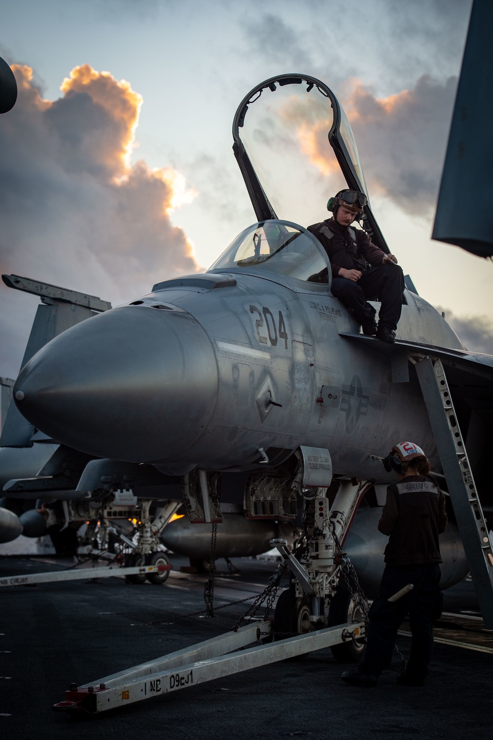 Strike Fighter Squadron (VFA) 113 Sailors Conduct Maintenance in the Philippine Sea