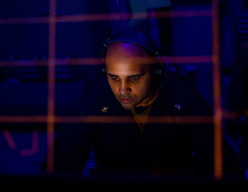 OSC Xavier Simmons Stands Watch aboard the USS Dewey