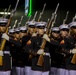 Marines with the Silent Drill Platoon perform during a halftime show at Lincoln Financial Field in Philadelphia