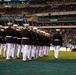 Marines with the Silent Drill Platoon perform during a halftime show at Lincoln Financial Field in Philadelphia