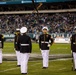 Marines with the Silent Drill Platoon perform during a halftime show at Lincoln Financial Field in Philadelphia