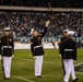 Marines with the Silent Drill Platoon perform during a halftime show at Lincoln Financial Field in Philadelphia