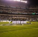 Marines with the Silent Drill Platoon perform during a halftime show at Lincoln Financial Field in Philadelphia