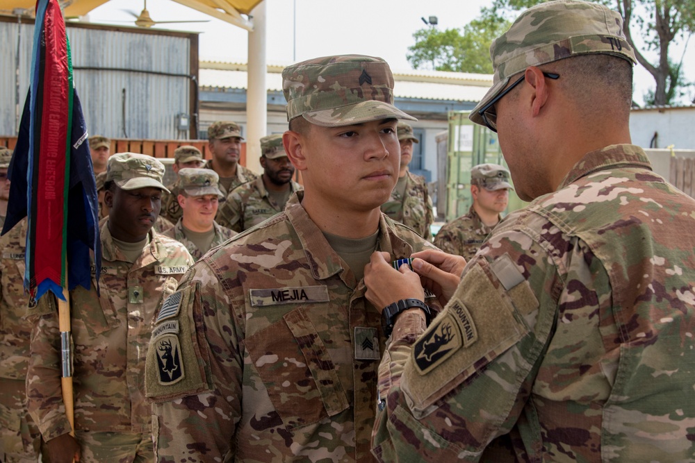 HHC, 1-102nd Infantry Regiment (Mountain) holds award ceremony at Camp Lemonnier, Djibouti