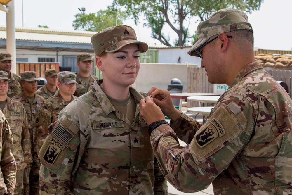 HHC, 1-102nd Infantry Regiment (Mountain) holds award ceremony at Camp Lemonnier, Djibouti