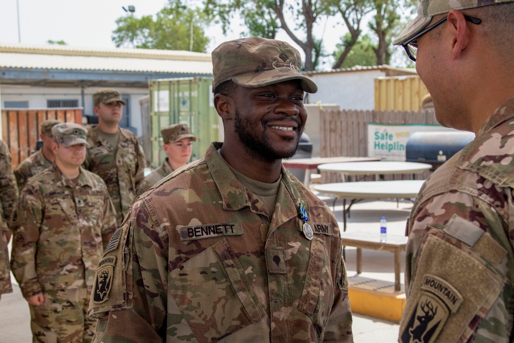 HHC, 1-102nd Infantry Regiment (Mountain) holds award ceremony at Camp Lemonnier, Djibouti