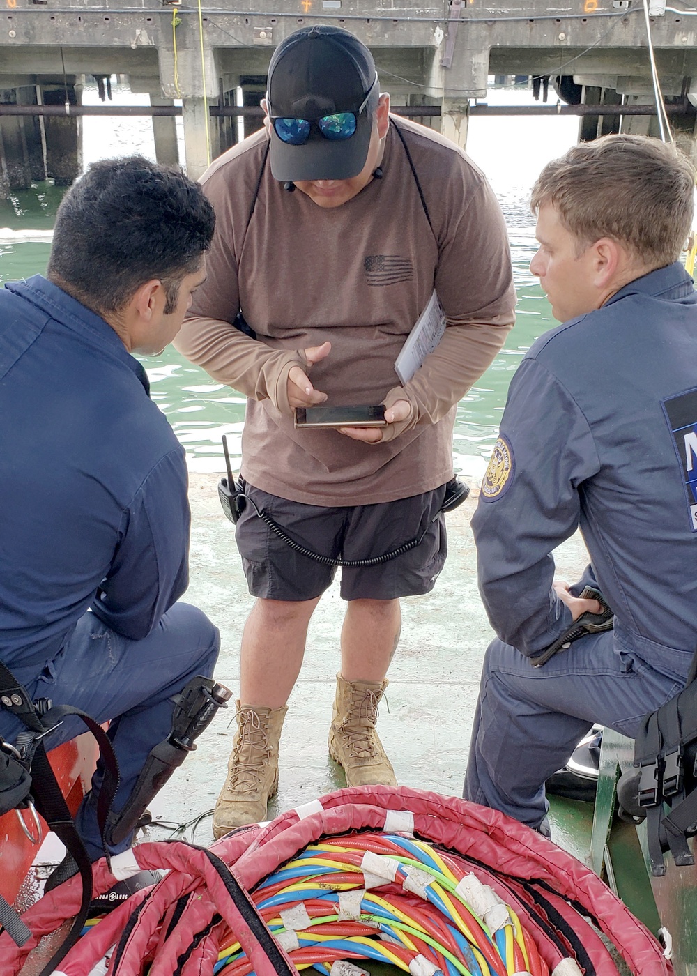 Navy Divers Brief Salvage Mission