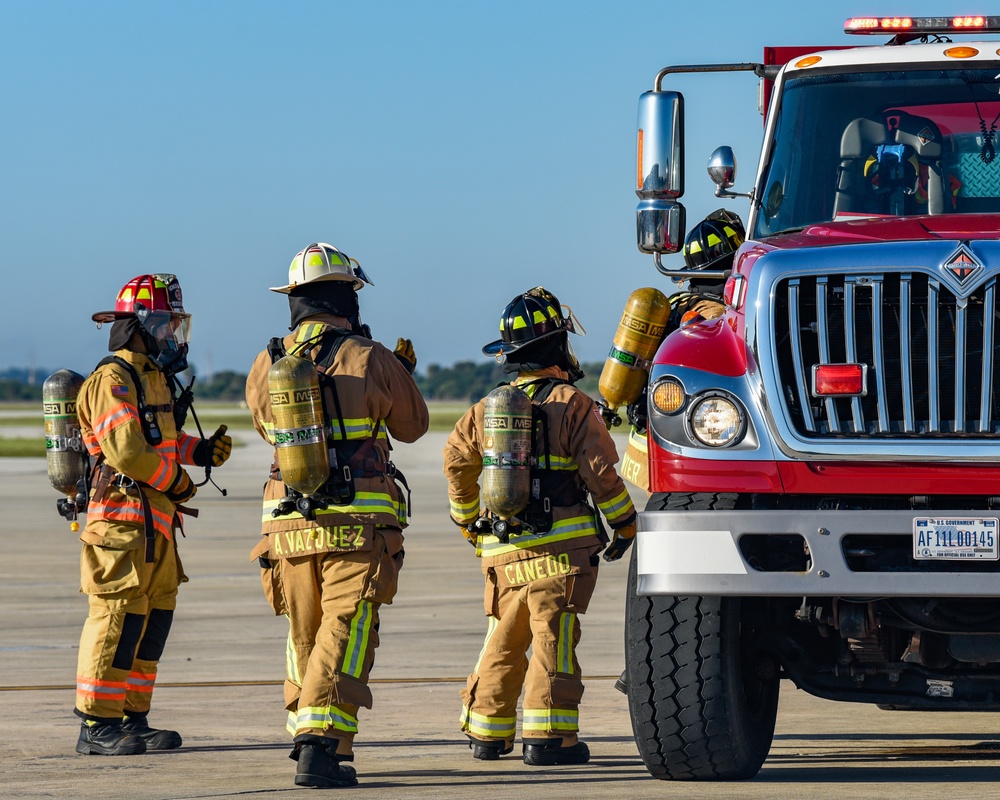 Patrick Space Force Base Fire Department Conducts Simulated Aircraft Fire Training