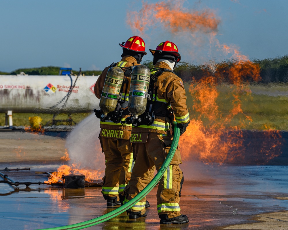 Patrick Space Force Base Fire Department Conducts Simulated Aircraft Fire Training