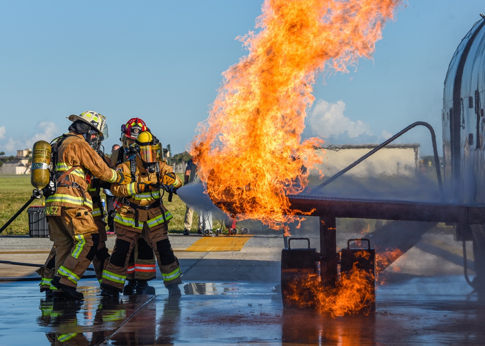 Patrick Space Force Base Fire Department Conducts Simulated Aircraft Fire Training