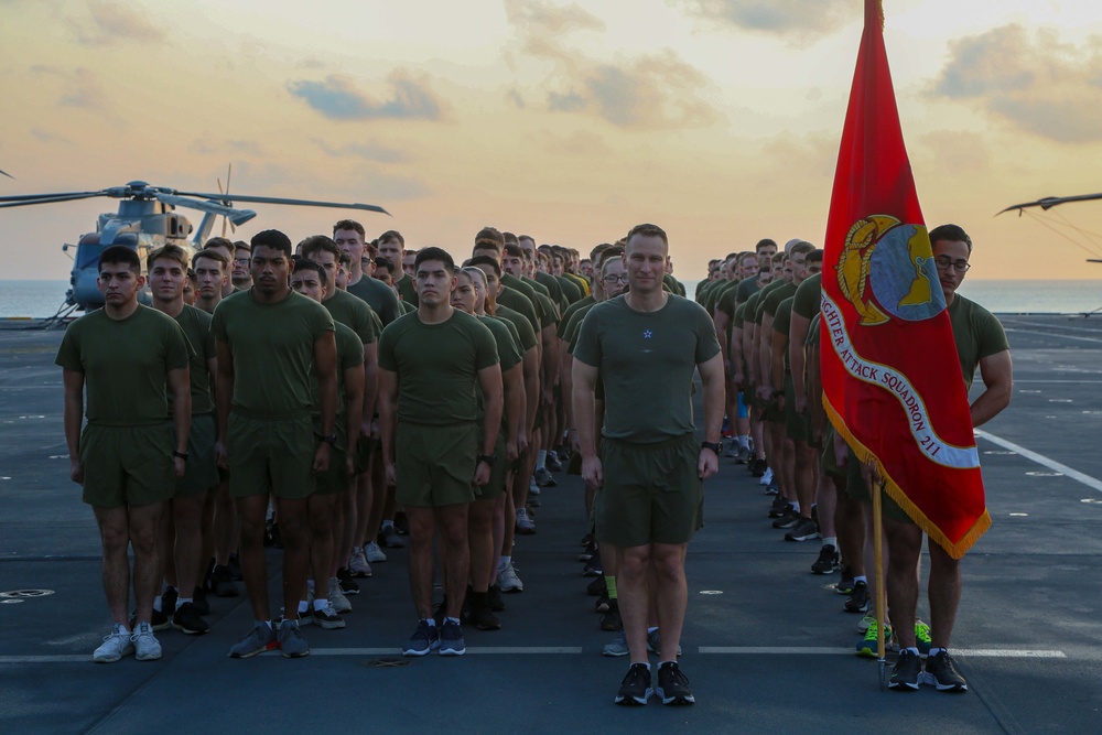 VMFA-211 2.11 Mile 246th Birthday Run Aboard HMS Queen Elizabeth