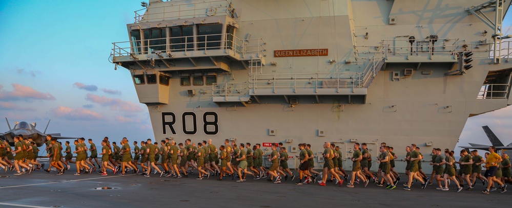 VMFA-211 2.11 Mile 246th Birthday Run Aboard HMS Queen Elizabeth