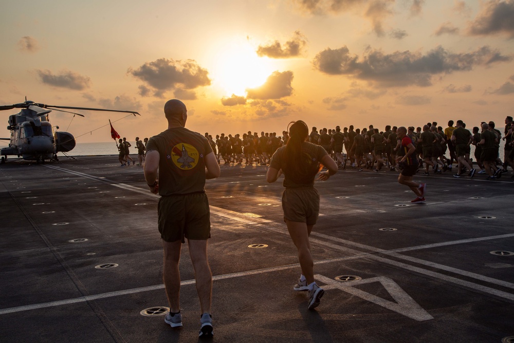 VMFA-211 2.11 Mile 246th Birthday Run Aboard HMS Queen Elizabeth