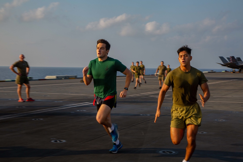 VMFA-211 2.11 Mile 246th Birthday Run Aboard HMS Queen Elizabeth