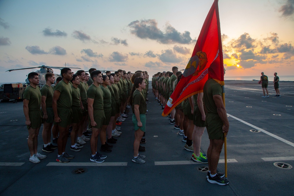 VMFA-211 2.11 Mile 246th Birthday Run Aboard HMS Queen Elizabeth