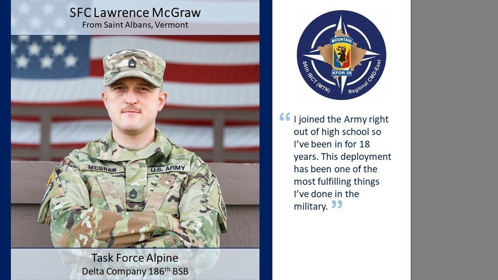 KFOR 29 RC-East Soldier Spotlight - U.S Army SFC Lawrence McGraw