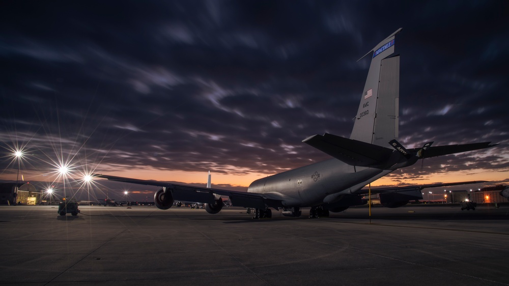 Sunset with the Air Force's refueling tankers