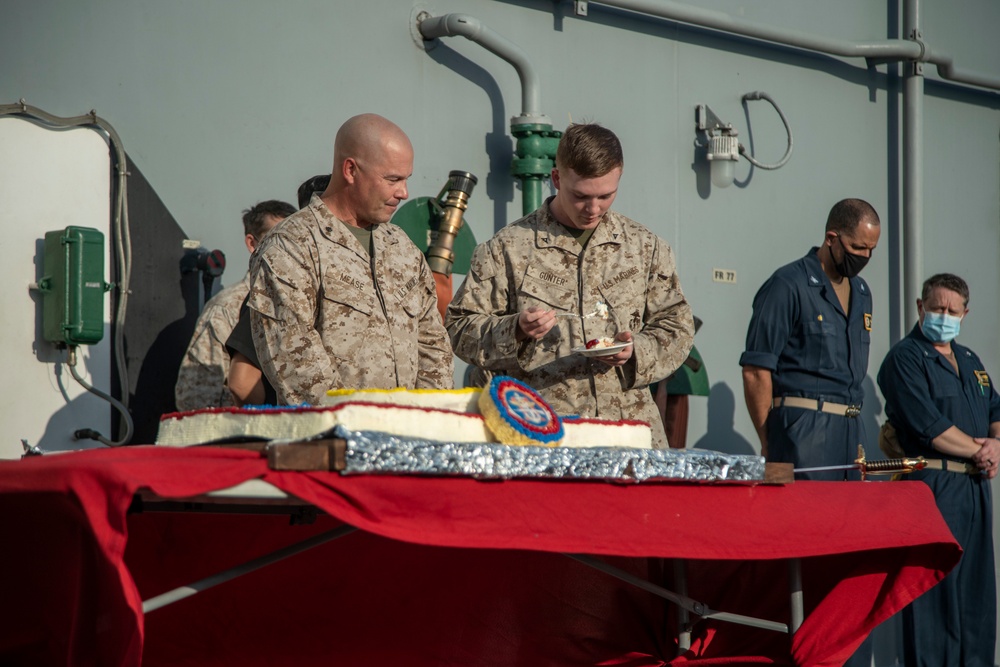 11th MEU celebrates the 246th Marine Corps Birthday aboard the USS Essex (LHD 2)