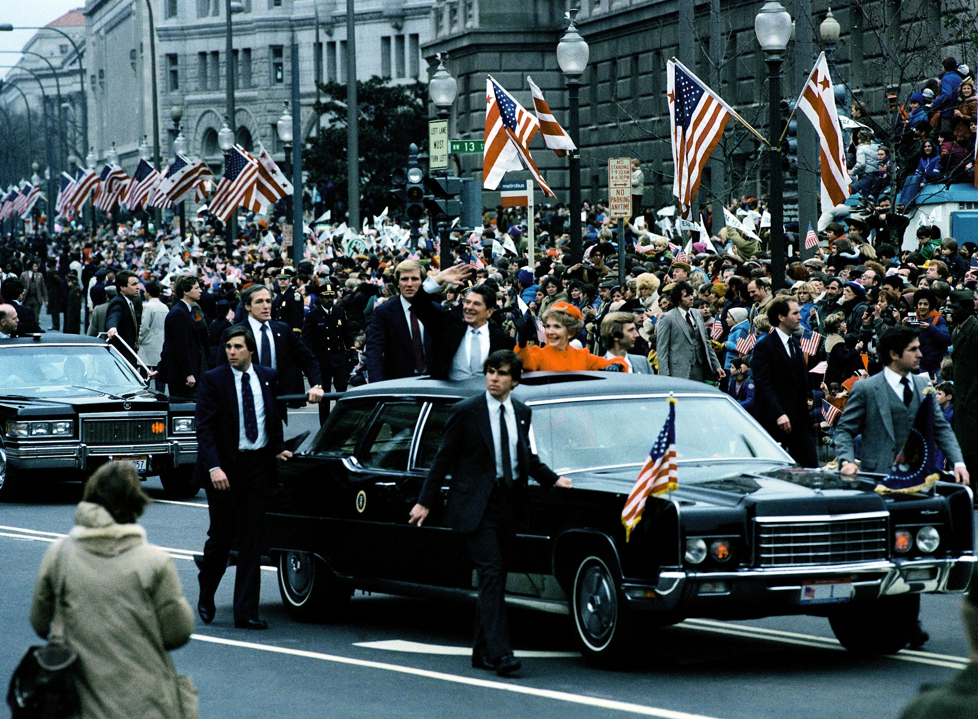 1981 Ronald Reagan Inauguration No Parking Sign 