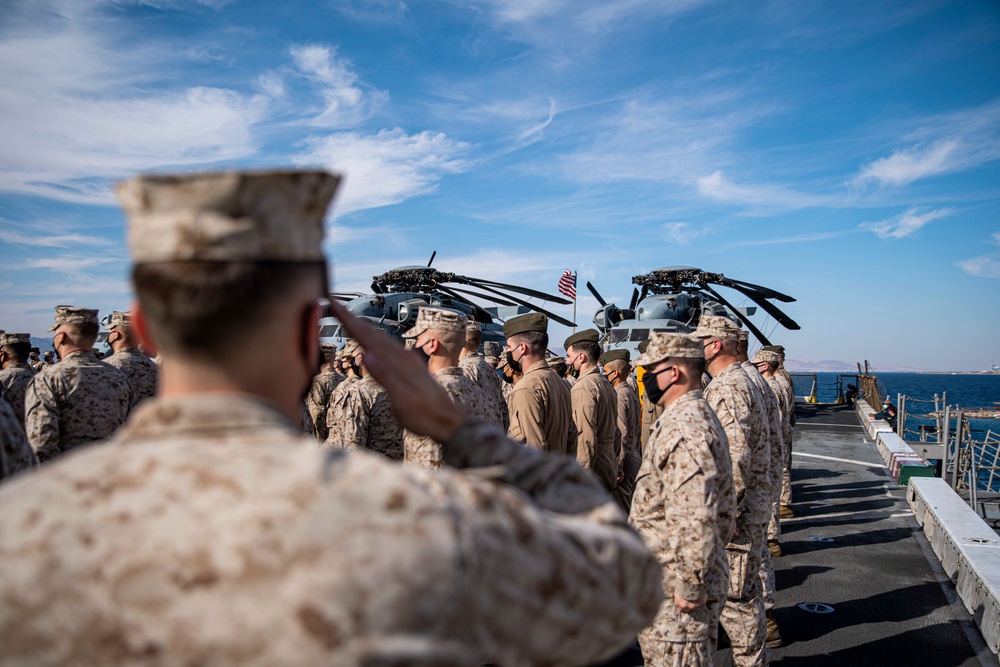 11th MEU, USS Portland USMC Cake Cutting Ceremony