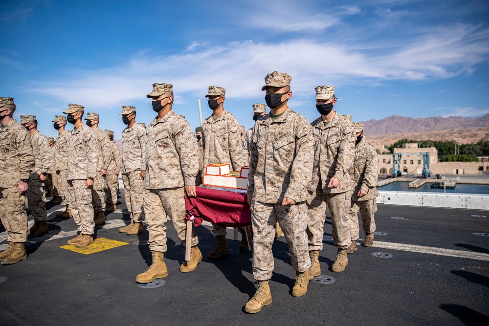 11th MEU, USS Portland USMC Cake Cutting Ceremony