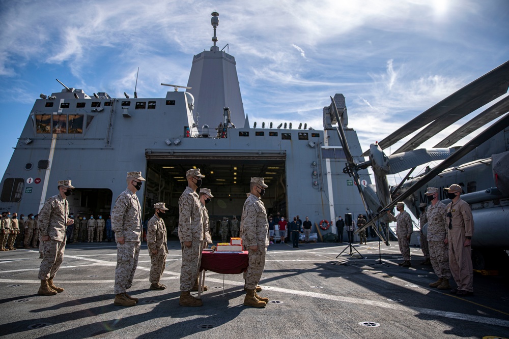 11th MEU, USS Portland USMC Cake Cutting Ceremony