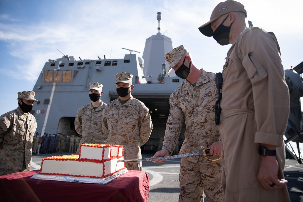 11th MEU, USS Portland USMC Cake Cutting Ceremony