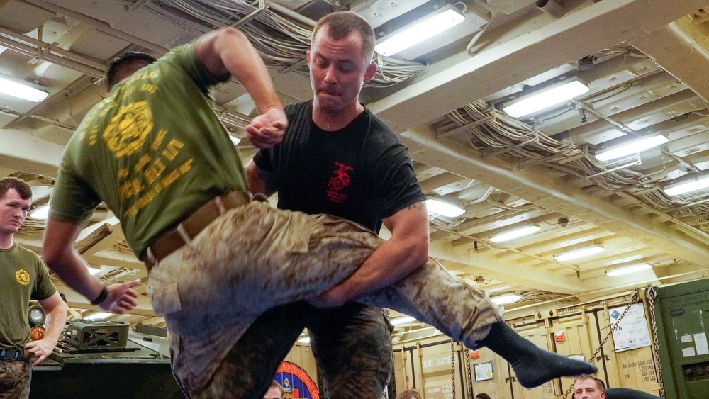 11th MEU Practices Martial Arts aboard USS Portland (LPD 27)