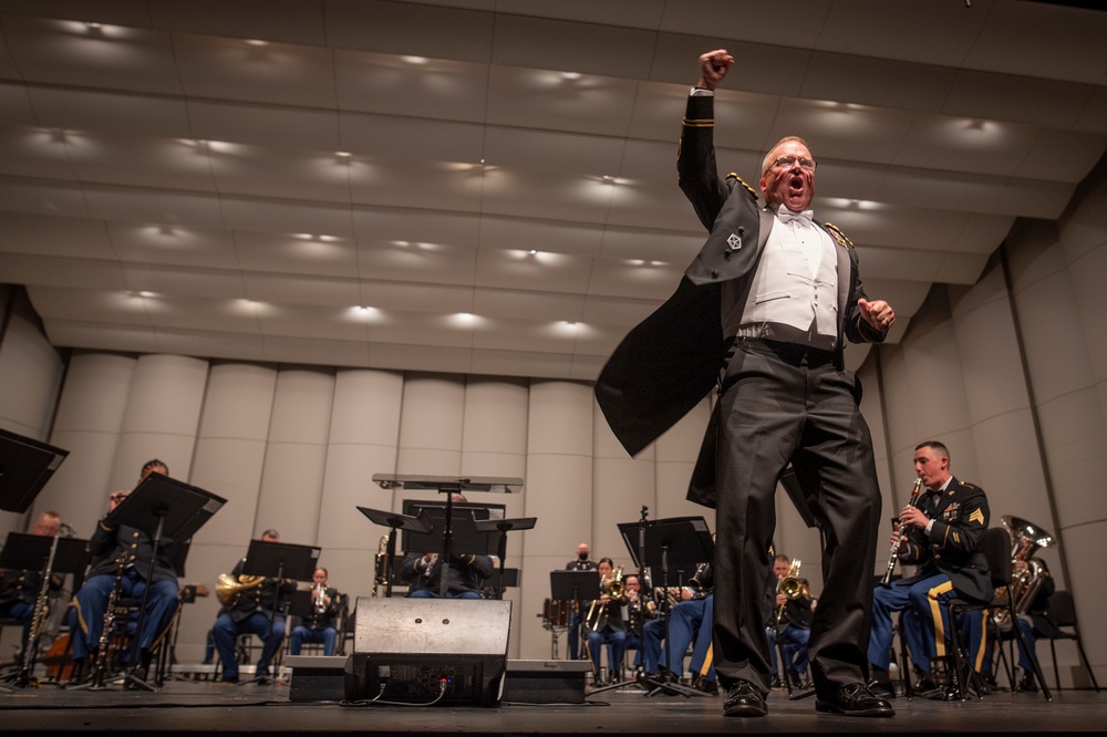 282nd Army Band director Tom Bauer gets pumped