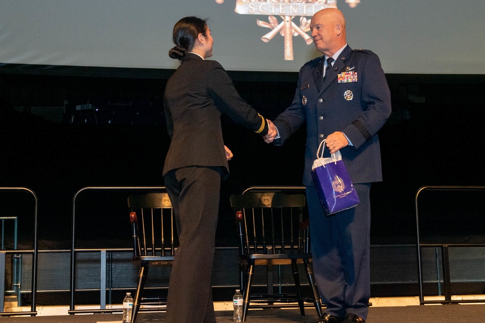 Gen. John W. “Jay” Raymond speaks at the U.S. Naval Academy