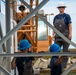 The crew aboard Coast Guard Cutter Pamlico performs a deck evolution