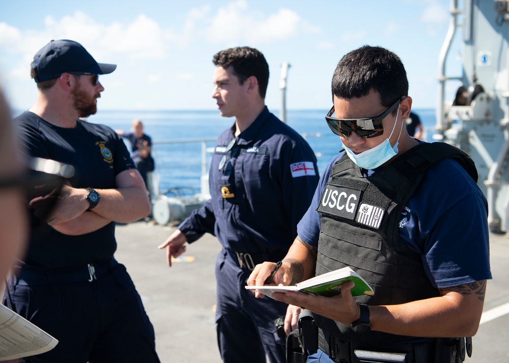 Coast Guard conducts law enforcement training with Royal Navy
