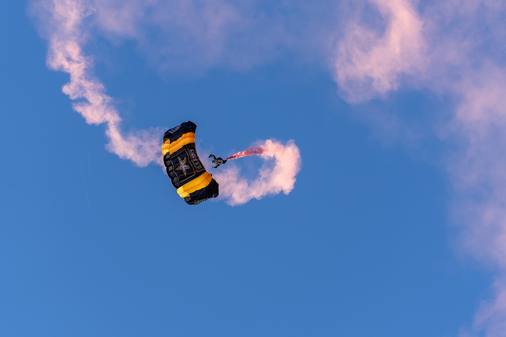 U.S. Army Parachute Team jumps in to football game in Florida